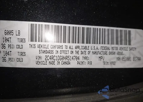 2017 Chrysler Pacifica Touring from USA, damaged, VIN 2C4RC1DG0HR514704